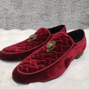 Kurt Geiger Hugh Eagle Head Velvet Loafer Mens Size 41 (US 8)  Wine